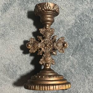 Elegant Gold Cross Candle Holder